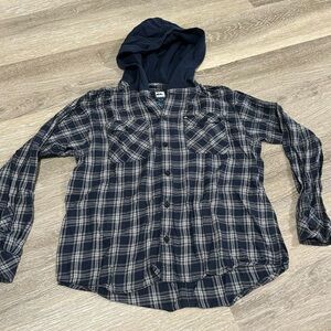 Well Loved Quiksilver Boys lightweight flannel hoodie, Size Youth M